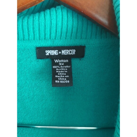 Spring + Mercer Women's 3X Plus Bright Green Cowl Neck Sweater Half Sleeve Flow - Picture 4 of 11